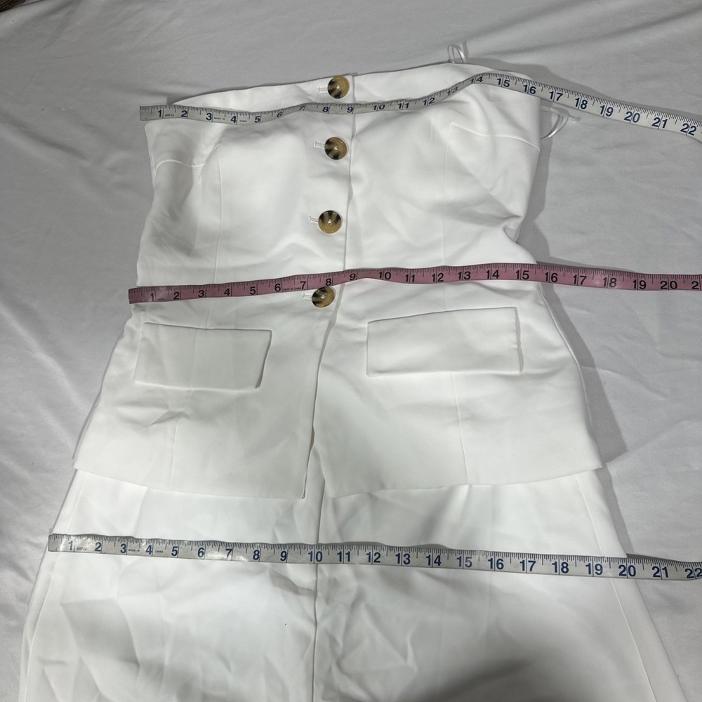 NEW $277 AMANDA UPRICHARD [ Medium ]‎ Yadira Strapless Jumpsuit White #J2030 - Picture 3 of 16